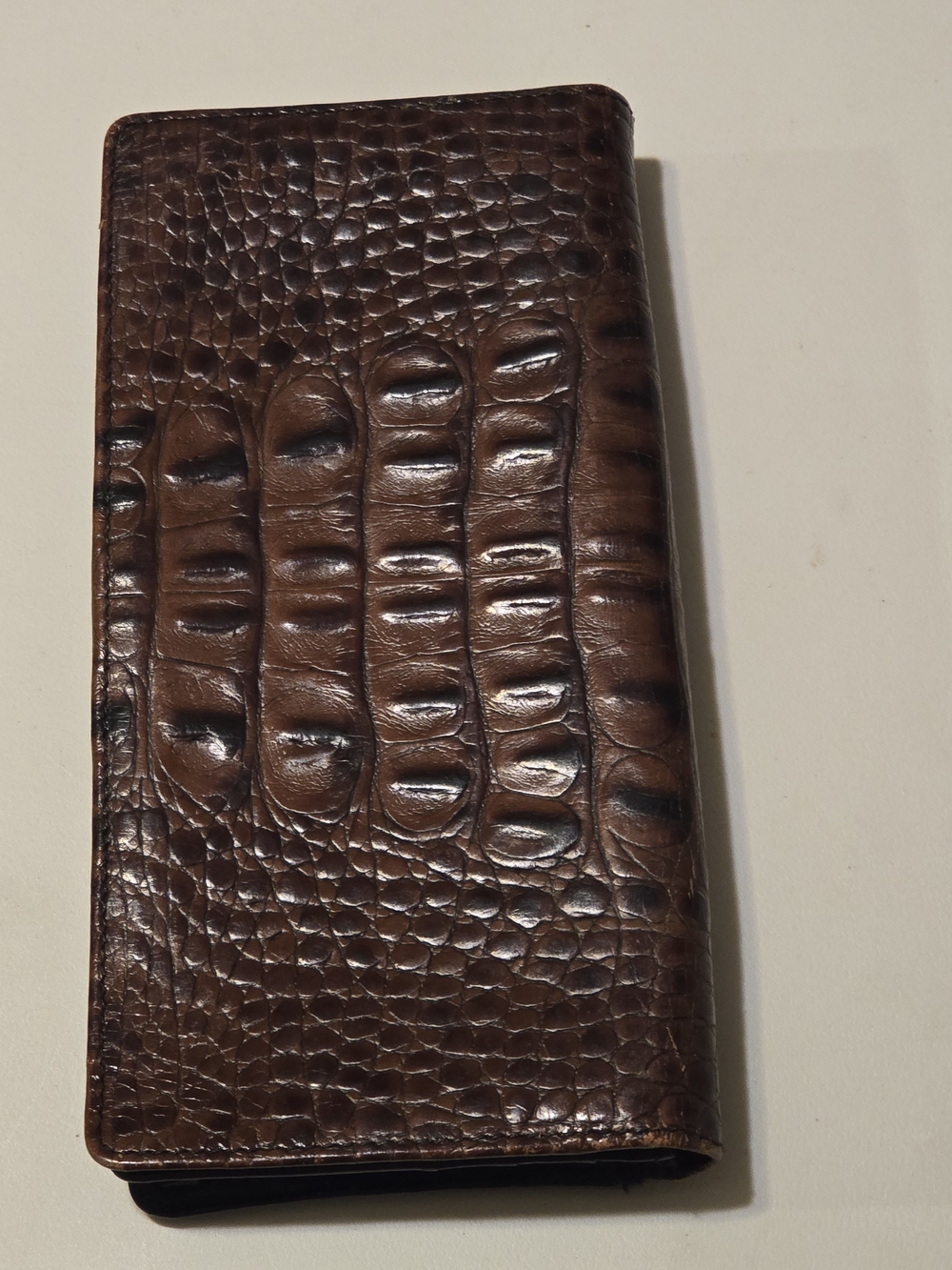 Vtg  Brahmin Black Leather Checkbook Wallet With Sail Logo, Multiple Slots